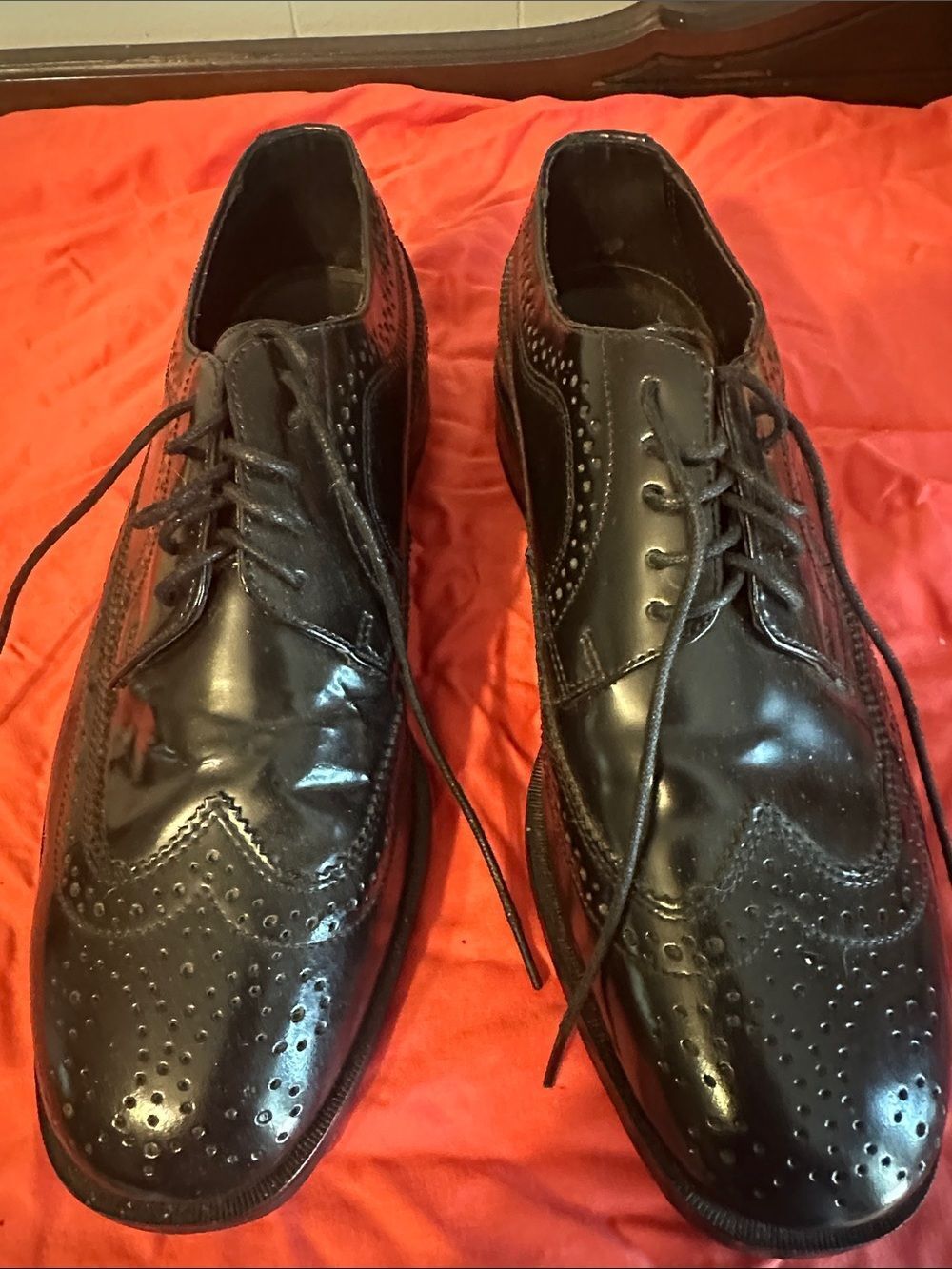 Nunn Bush Black Leather Wingtip  Dress Flex Oxfords
